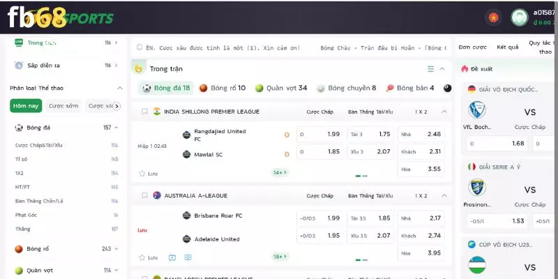 Các loại kèo cá cược bóng đá nổi tiếng tại Fb68 hiện nay 