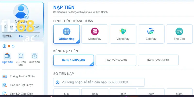 Nạp tiền vào tài khoản